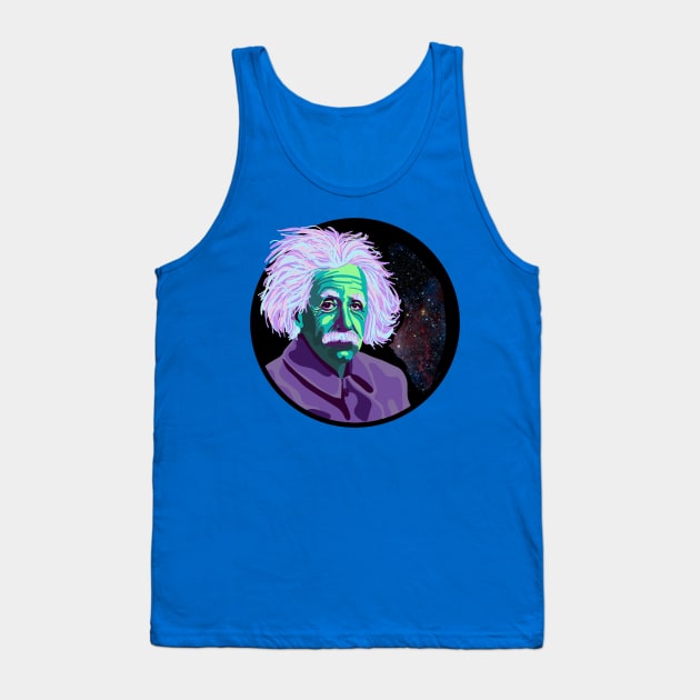 Einstein in Harmony with the Cosmos Tank Top by Slightly Unhinged